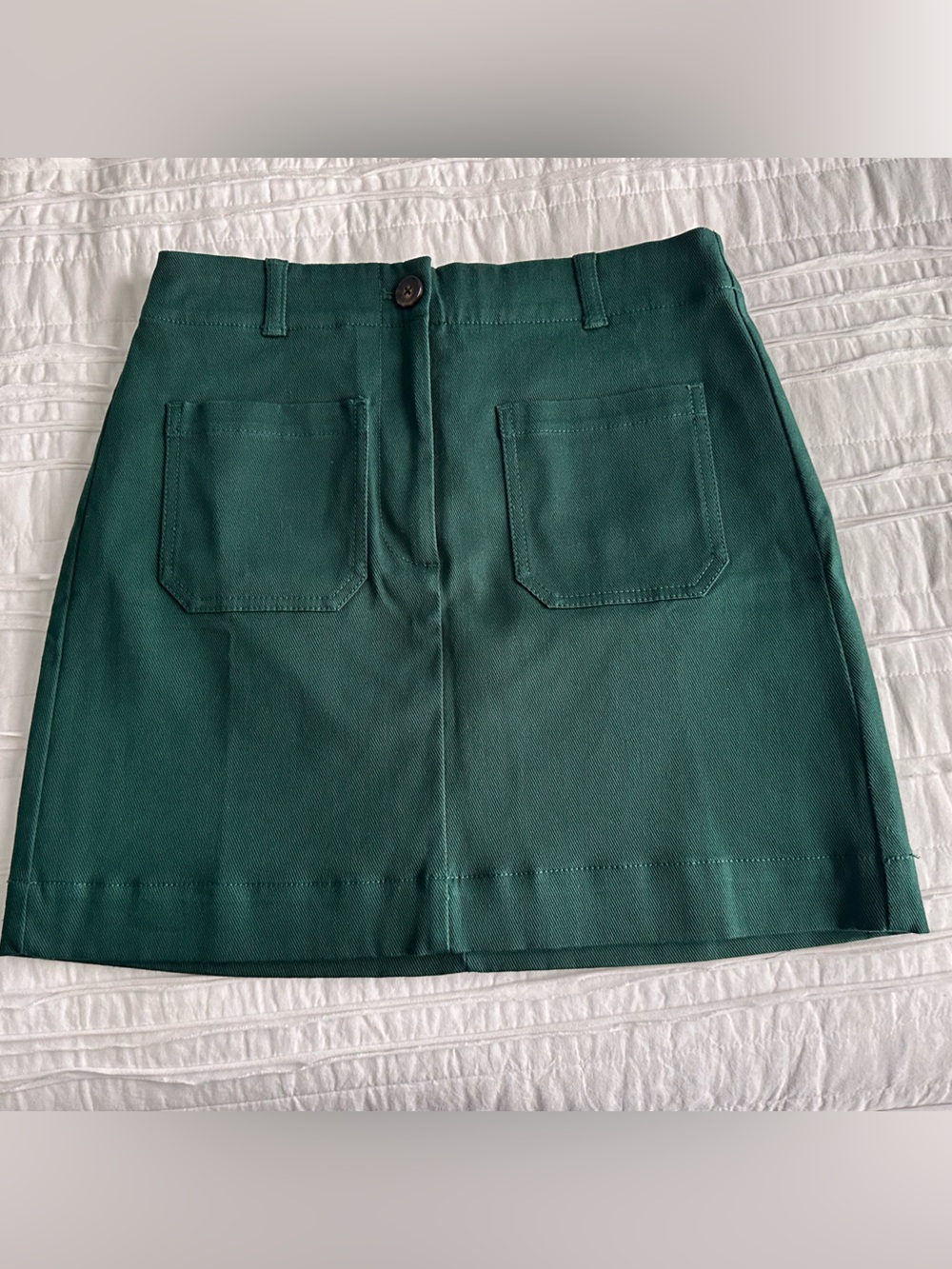 LOFT Forest Green Mini Skirt with Front Details